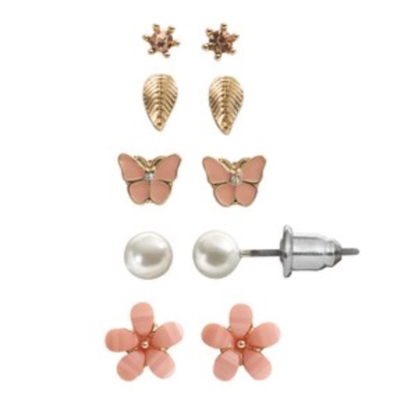 LC Lauren Conrad Flower, Leaf & Butterfly Stud Set - Picture 2 of 4